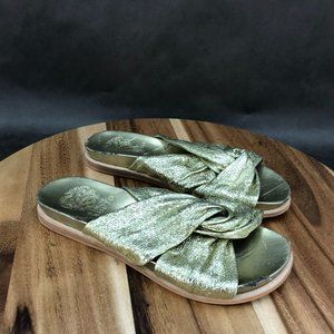 Vince Camuto Gold Metallic Twist Woven Slides Sandals Womens Size 7 B
